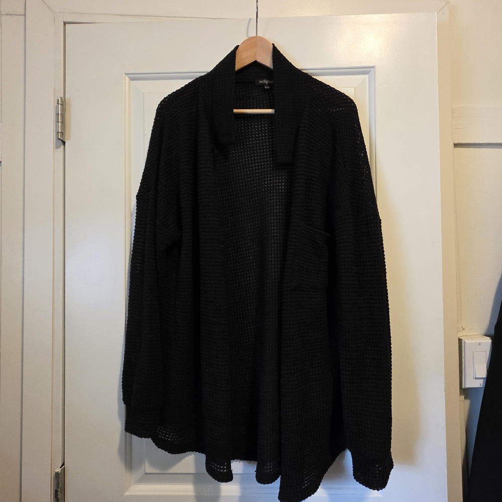 Eclipse Black Open-Knit Cardigan